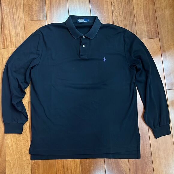 Polo Ralph Lauren long sleeve cotton polo black size L - Picture 1 of 6